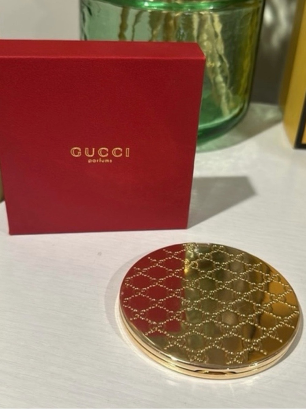 Gucci Parfums Gold Embossed Compact Mirror